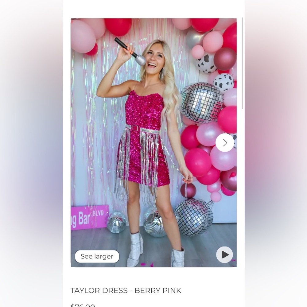 NWT The Clothing Bar Pink Sparkly Taylor Swift Dress